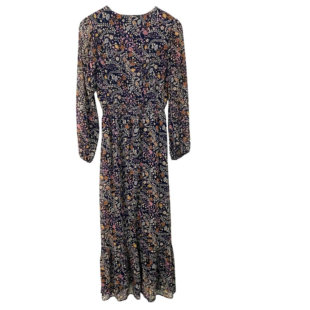 Sadie & Sage Floral Maxi Dress Faux Wrap V Neck Boho Cottagecore Small - Picture 2 of 14